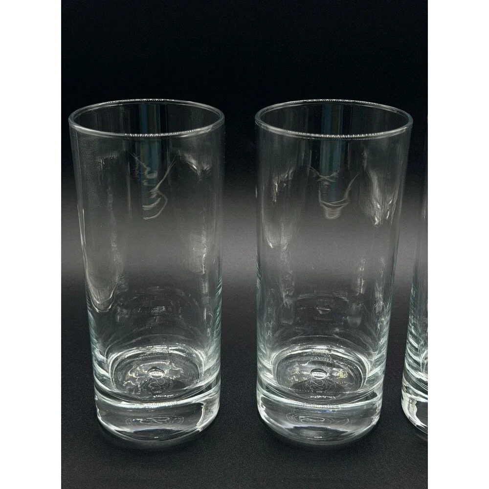 VTG Pasabahce Heavy Base 20oz Highball Glasses Set of 4 Clear Bubble Tumblers